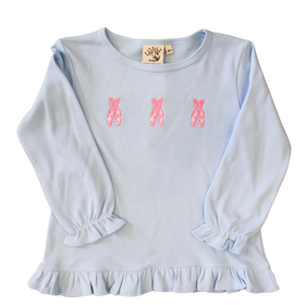 Luigi Kids Blue Triple Ballet Slippers LS Swing Top