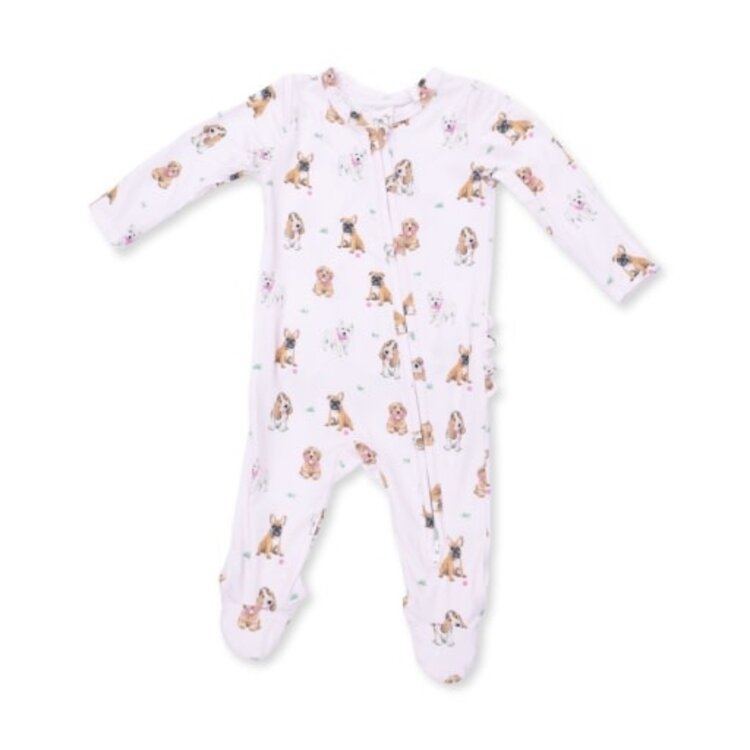 Angel Dear Bestie Dogs Pink Zipper Footie