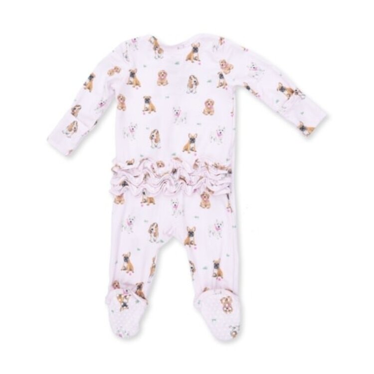 Angel Dear Bestie Dogs Pink Zipper Footie