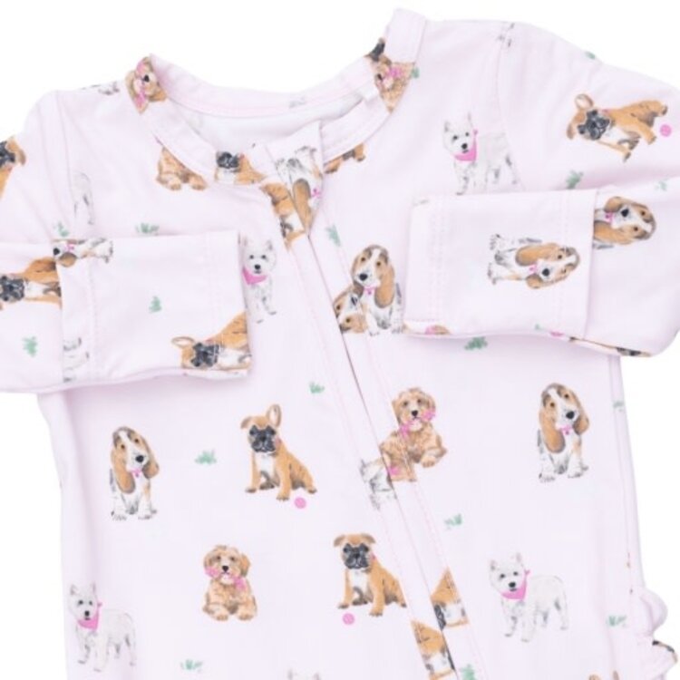 Angel Dear Bestie Dogs Pink Zipper Footie