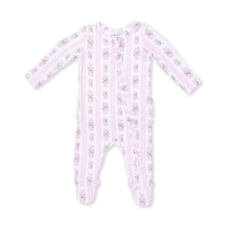 Angel Dear Bella Rose Stripe Zipper Footie