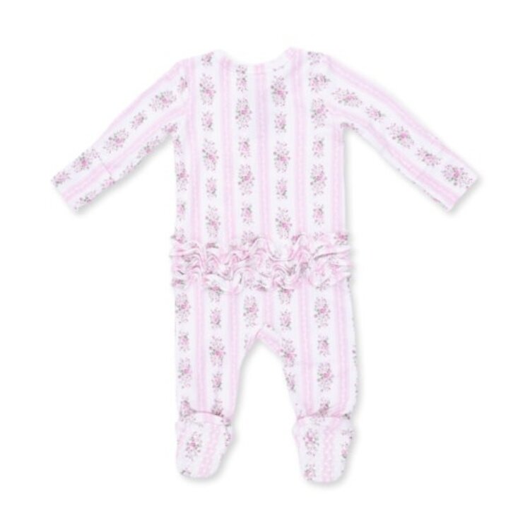 Angel Dear Bella Rose Stripe Zipper Footie
