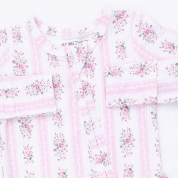Angel Dear Bella Rose Stripe Zipper Footie