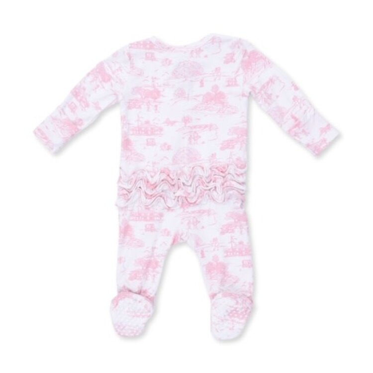 Angel Dear Golf Toile Pink - 2 Way Ruffle Back Zipper Footie