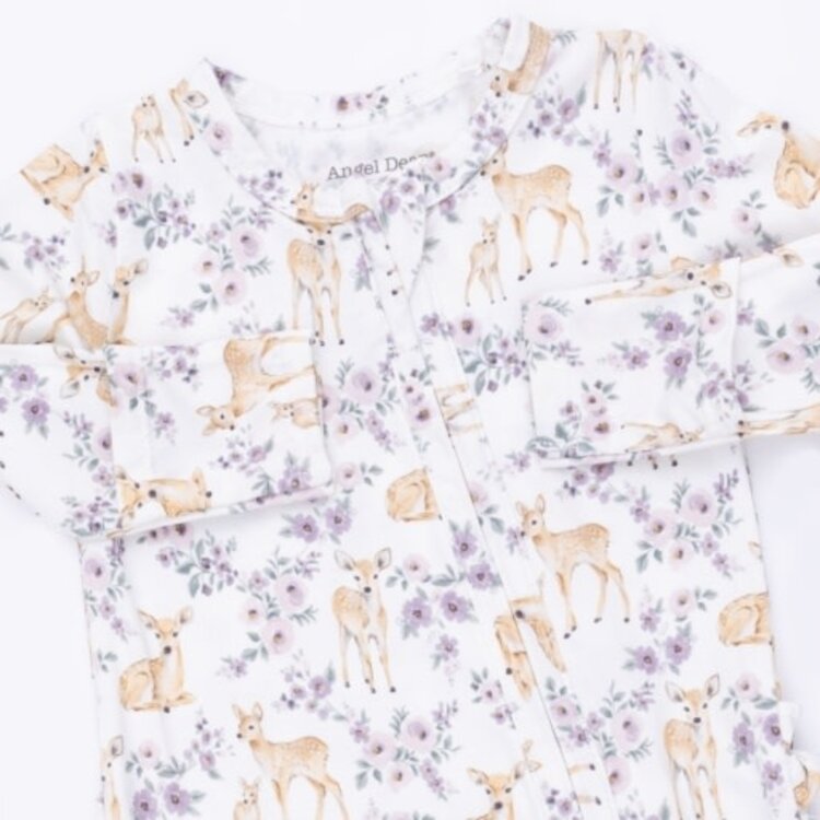 Angel Dear Floral Deer Zipper Footie
