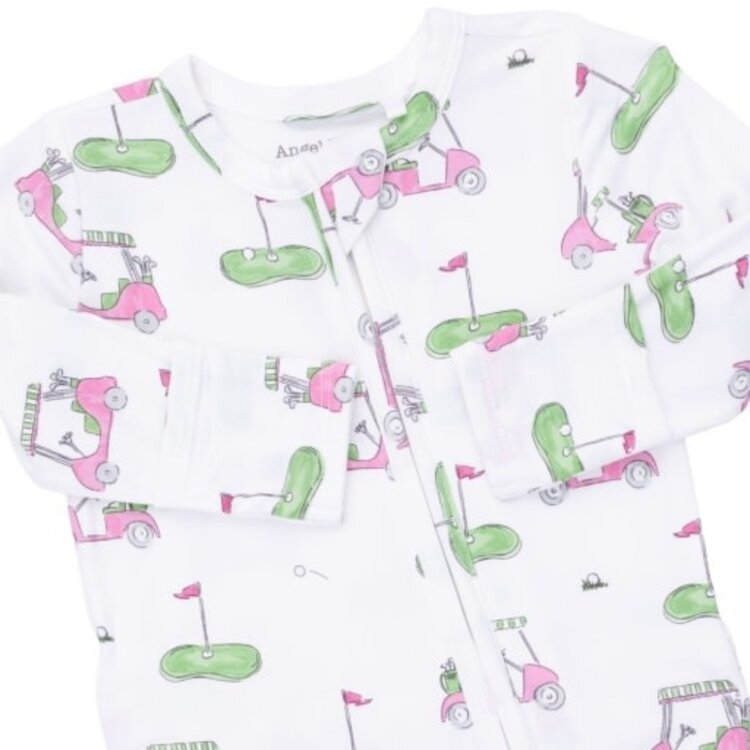 Angel Dear Golf Carts Pink Ruffle Zipper Footie