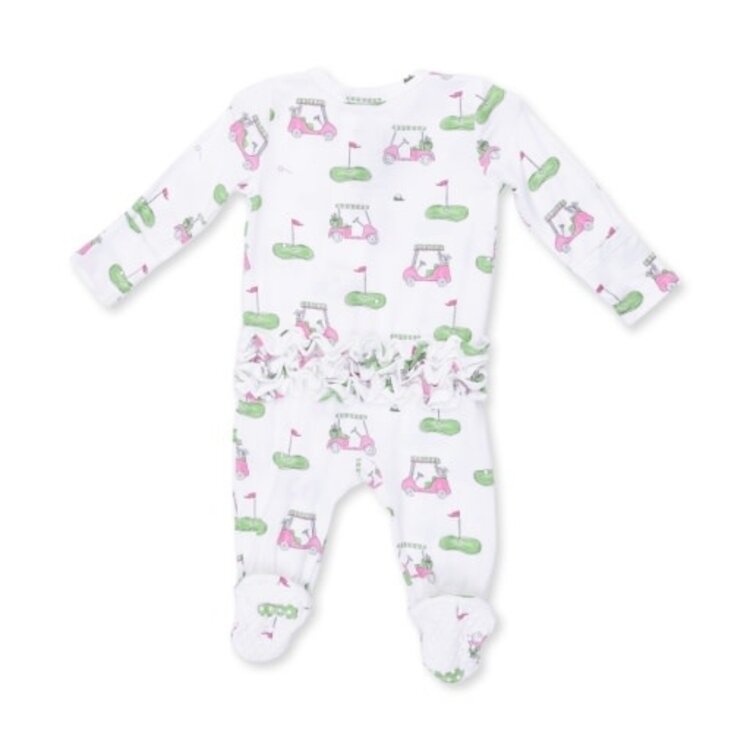 Angel Dear Golf Carts Pink Ruffle Zipper Footie