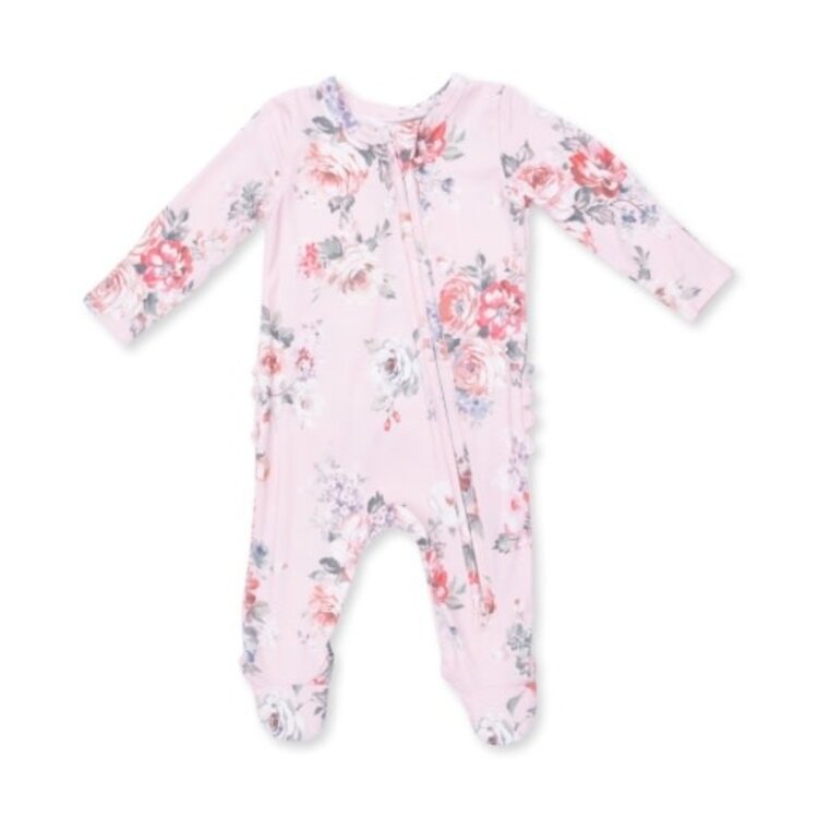 Angel Dear Painterly Rose Bouquets Ruffle Zipper Footie