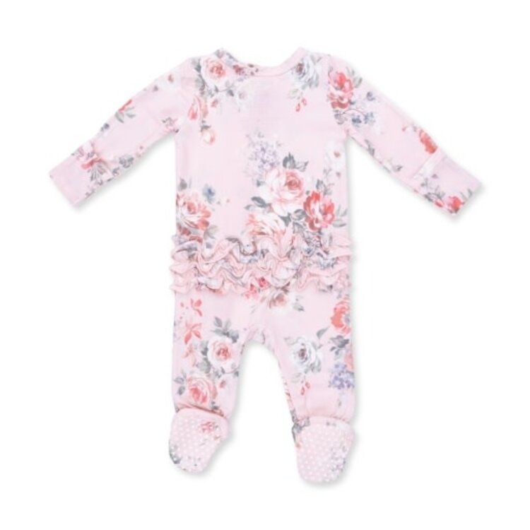 Angel Dear Painterly Rose Bouquets Ruffle Zipper Footie