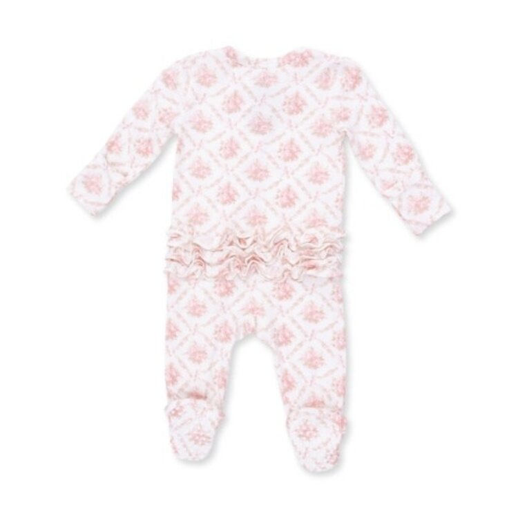 Angel Dear Rose Bow Lattice Zipper Footie