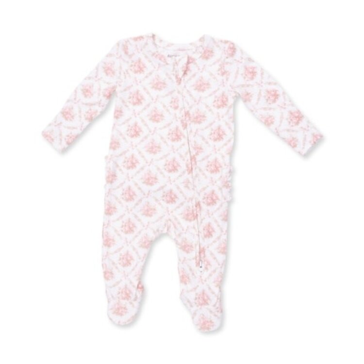 Angel Dear Rose Bow Lattice Zipper Footie