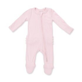 Angel Dear Solid Veiled Pink Rib Zipper Footie