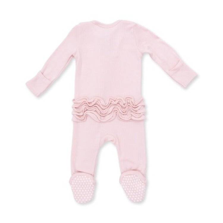 Angel Dear Solid Veiled Pink Rib Zipper Footie