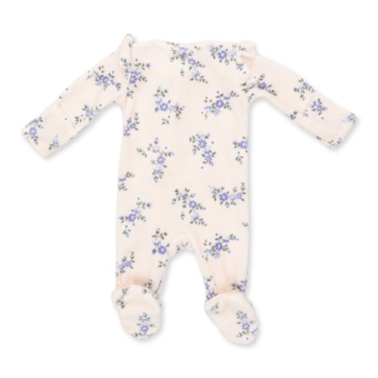 Angel Dear Sweet Hanna Floral Velour - 2 Way Ruffle Sleeve Zipper Footie