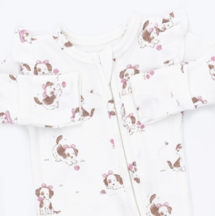 Angel Dear Explorer Puppy Pink Zipper Footie