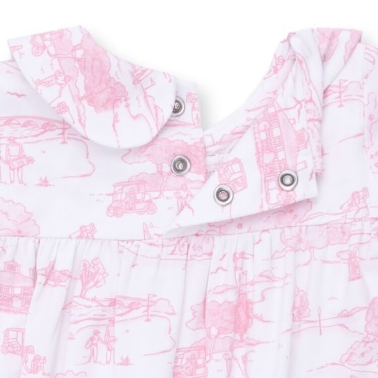 Angel Dear Golf Toile Pink Smocked Romper
