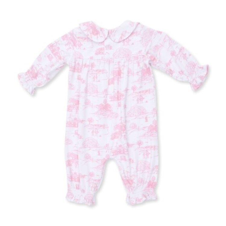 Angel Dear Golf Toile Pink Smocked Romper
