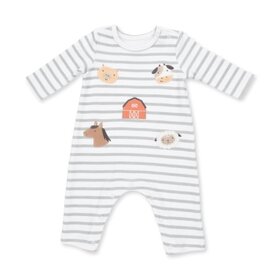 Angel Dear Cows Blue - Long Sleeve Snap Shoulder Romper