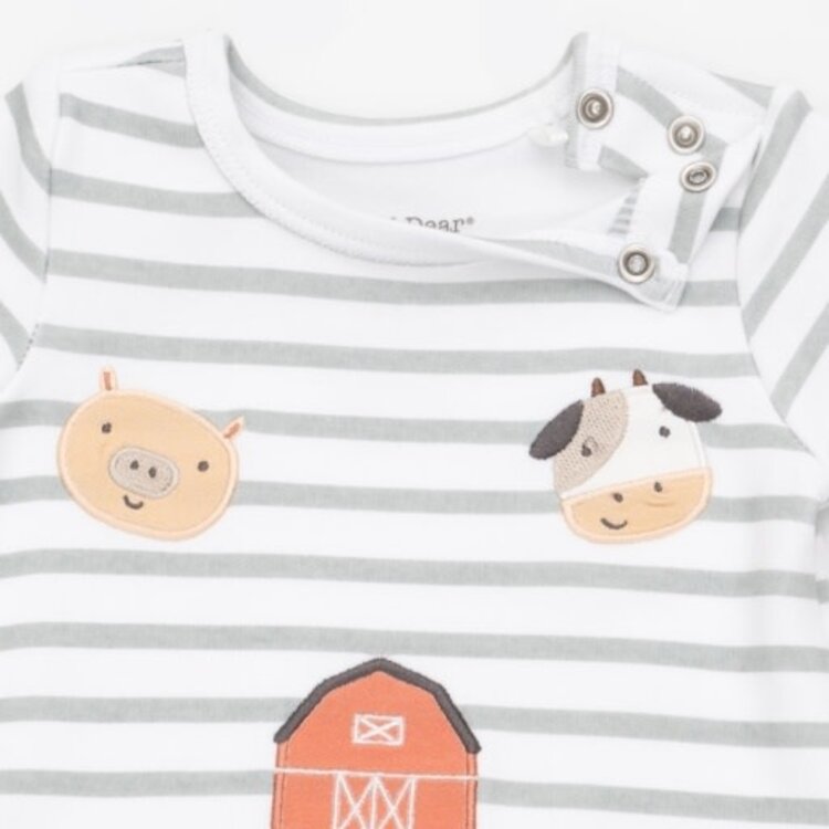 Angel Dear Cows Blue - Long Sleeve Snap Shoulder Romper