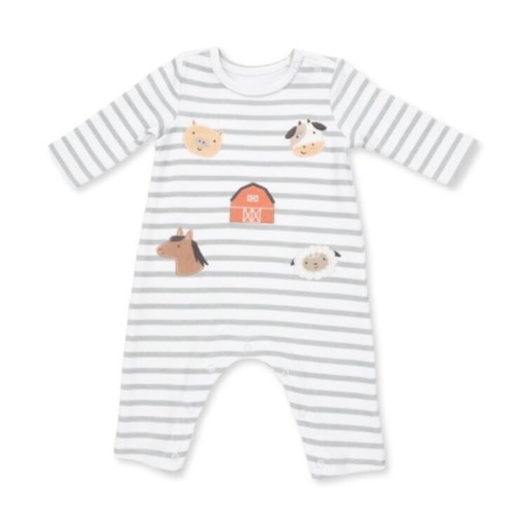 Angel Dear Cows Blue - Long Sleeve Snap Shoulder Romper