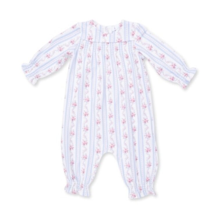Angel Dear Anna Floral Stripe - Smocked Long Sleeve Romper