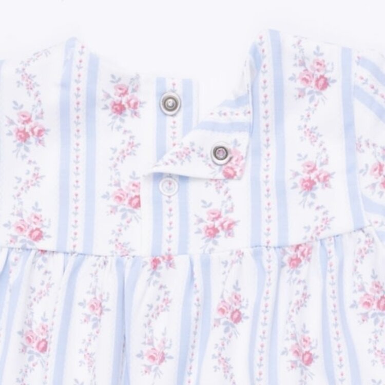 Angel Dear Anna Floral Stripe - Smocked Long Sleeve Romper