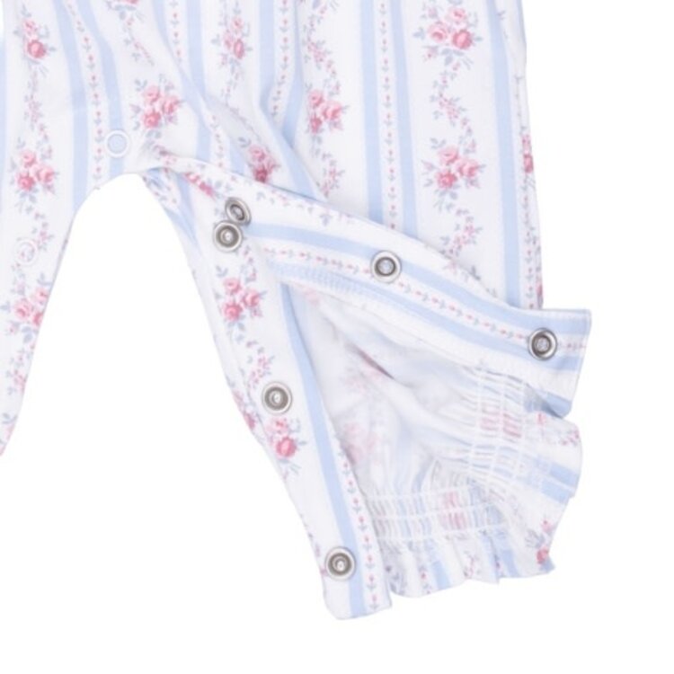 Angel Dear Anna Floral Stripe - Smocked Long Sleeve Romper