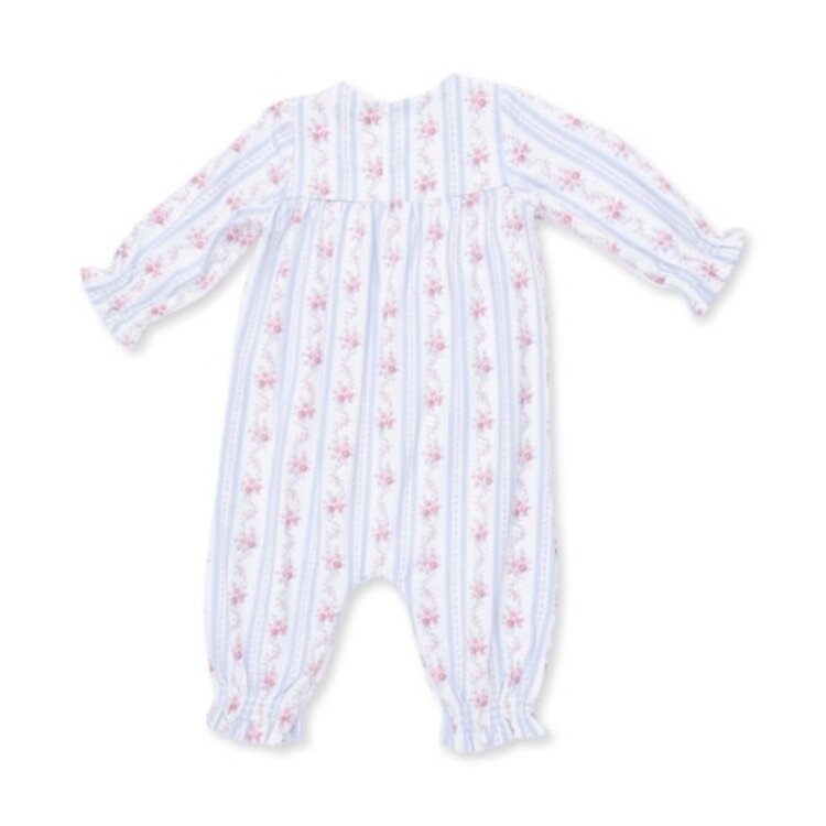 Angel Dear Anna Floral Stripe - Smocked Long Sleeve Romper