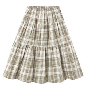 Rylee + Cru LLC Olive Plaid Dobby Tiered Skirt
