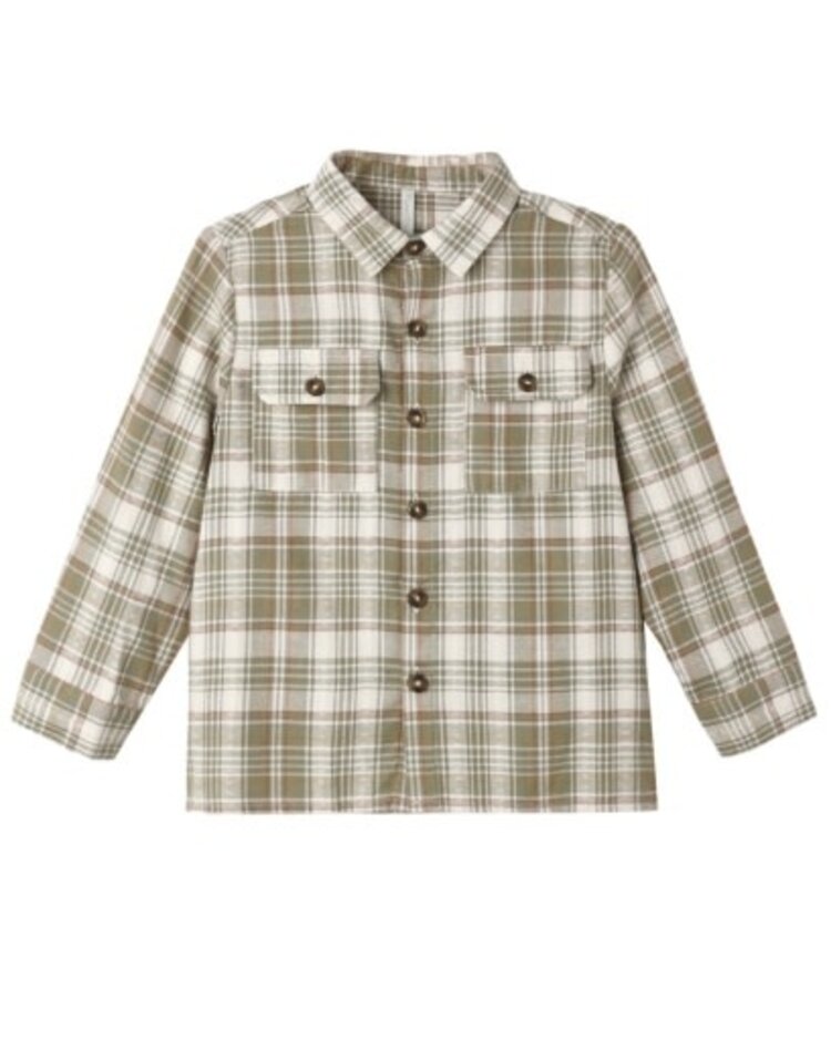 Rylee + Cru LLC Olive Plaid Dobby Corduroy Shirt