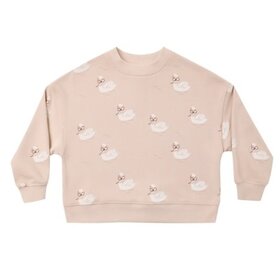 Rylee + Cru LLC Blush Swans Boxy Pullover