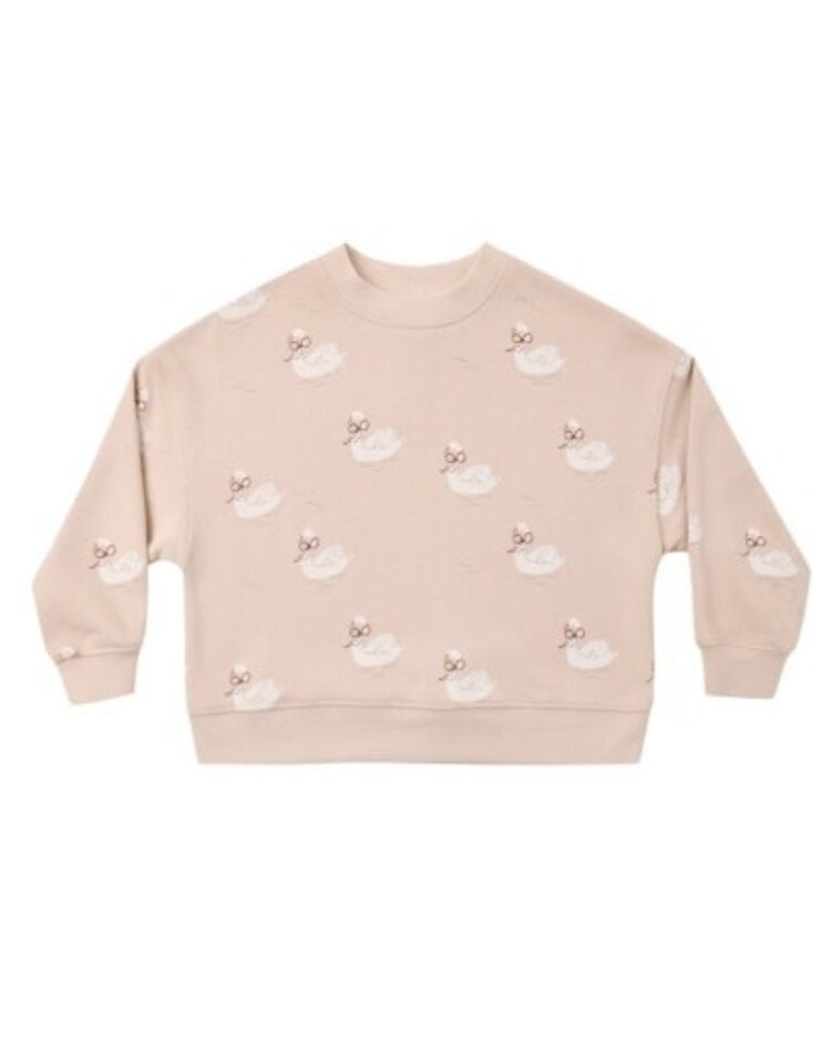 Rylee + Cru LLC Blush Swans Boxy Pullover