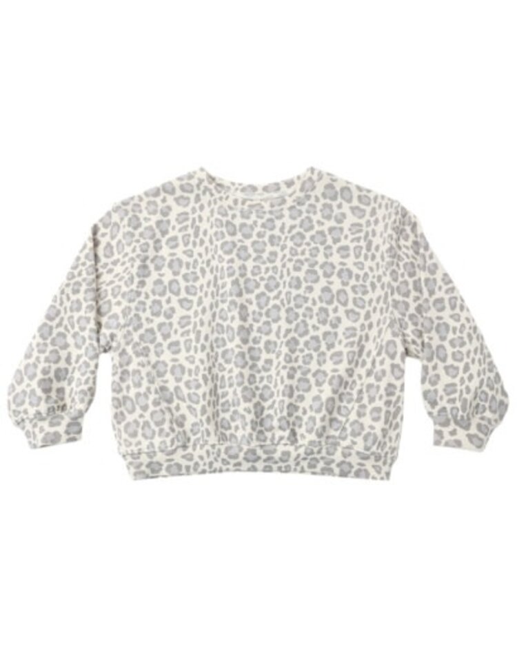 Rylee + Cru LLC Blue Leopard Oversized Sweatshirt