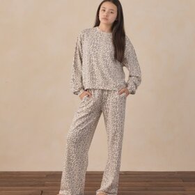 Rylee + Cru LLC Blue Leopard Sweatpant