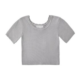 Rylee + Cru LLC Dusty Blue Scallop Tee