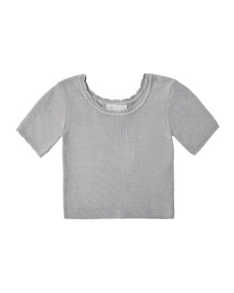 Rylee + Cru LLC Dusty Blue Scallop Tee