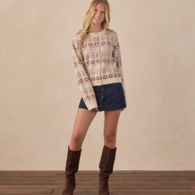 Rylee + Cru LLC Flower Fair Isle Cheyenne Cardigan