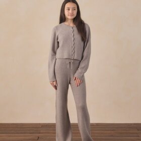 Rylee + Cru LLC Dusty Blue Scallop Cardigan