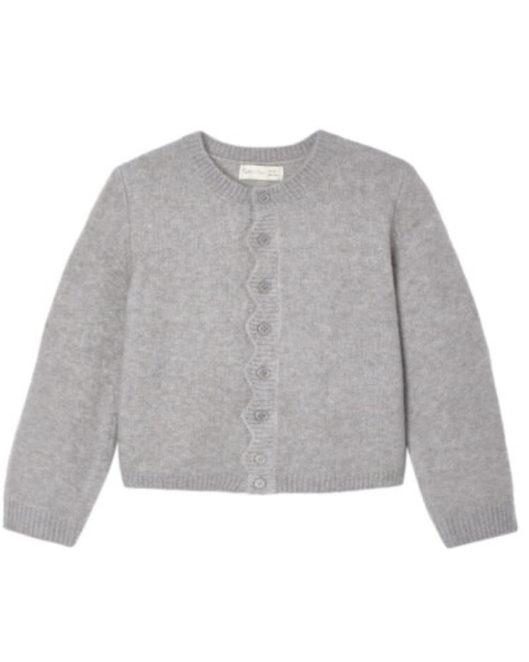 Rylee + Cru LLC Dusty Blue Scallop Cardigan