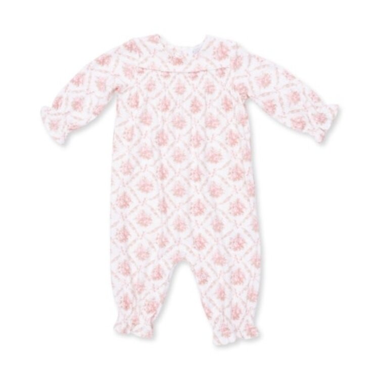 Angel Dear Rose Bow Lattice Smocked Romper