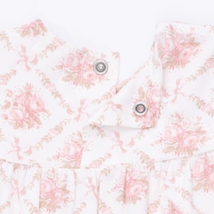 Angel Dear Rose Bow Lattice Smocked Romper