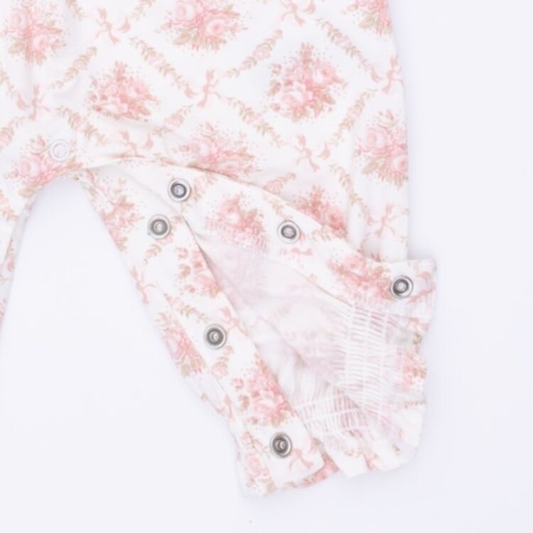 Angel Dear Rose Bow Lattice Smocked Romper