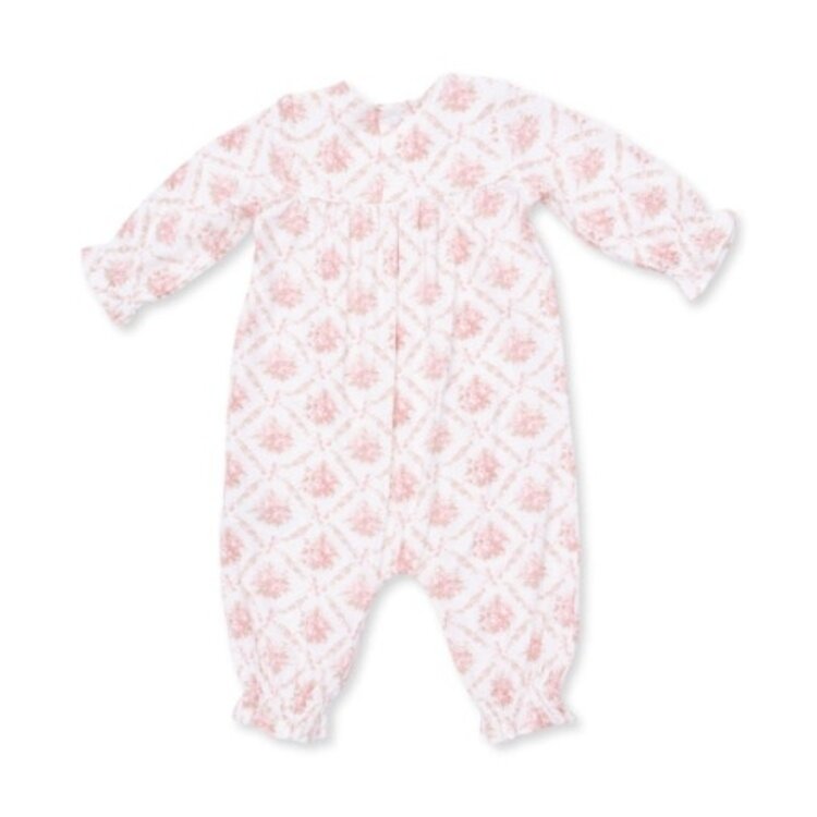 Angel Dear Rose Bow Lattice Smocked Romper
