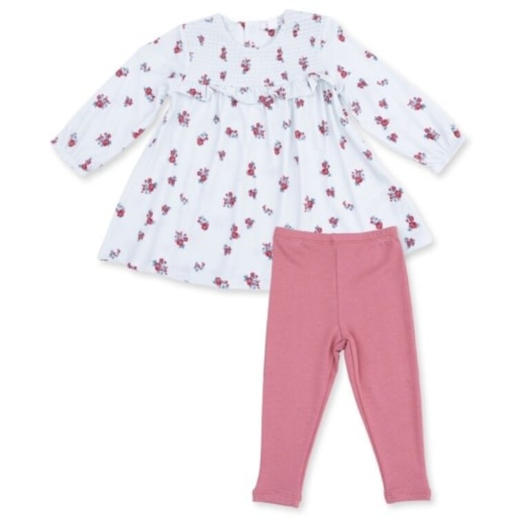 Angel Dear Alyssa Floral Smocked Ruffle Dress and Legging
