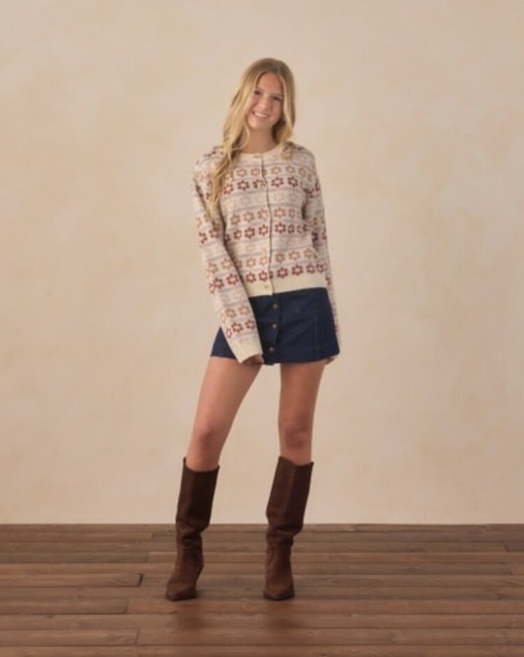 Rylee + Cru LLC Flower Fair Isle Cheyenne Cardigan
