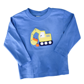 Luigi Kids Backhoe W/Pumpkins LS Blue Shirt