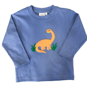 Luigi Kids Steel Blue Brontosaurus LS Shirt