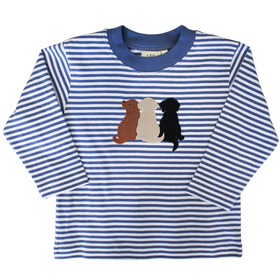 Luigi Kids Blue Stripe Three Dogs LS Shirt