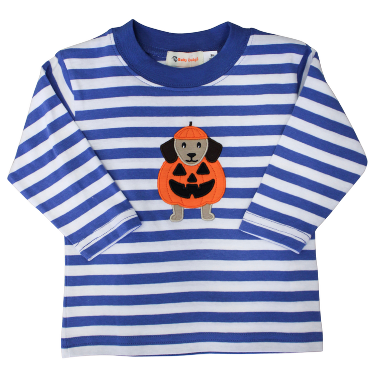 Luigi Kids Blue Stripe Pumpkin Costume Dog LS Shirt