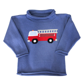 Luigi Kids Steel Blue Firetruck Roll Neck Sweater